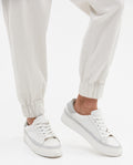 Women's High-Waisted Jogger Pants with Front Cuts in Cotton-Elastane - 4