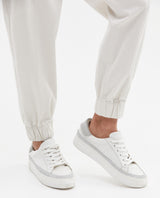 Women's High-Waisted Jogger Pants with Front Cuts in Cotton-Elastane - 4