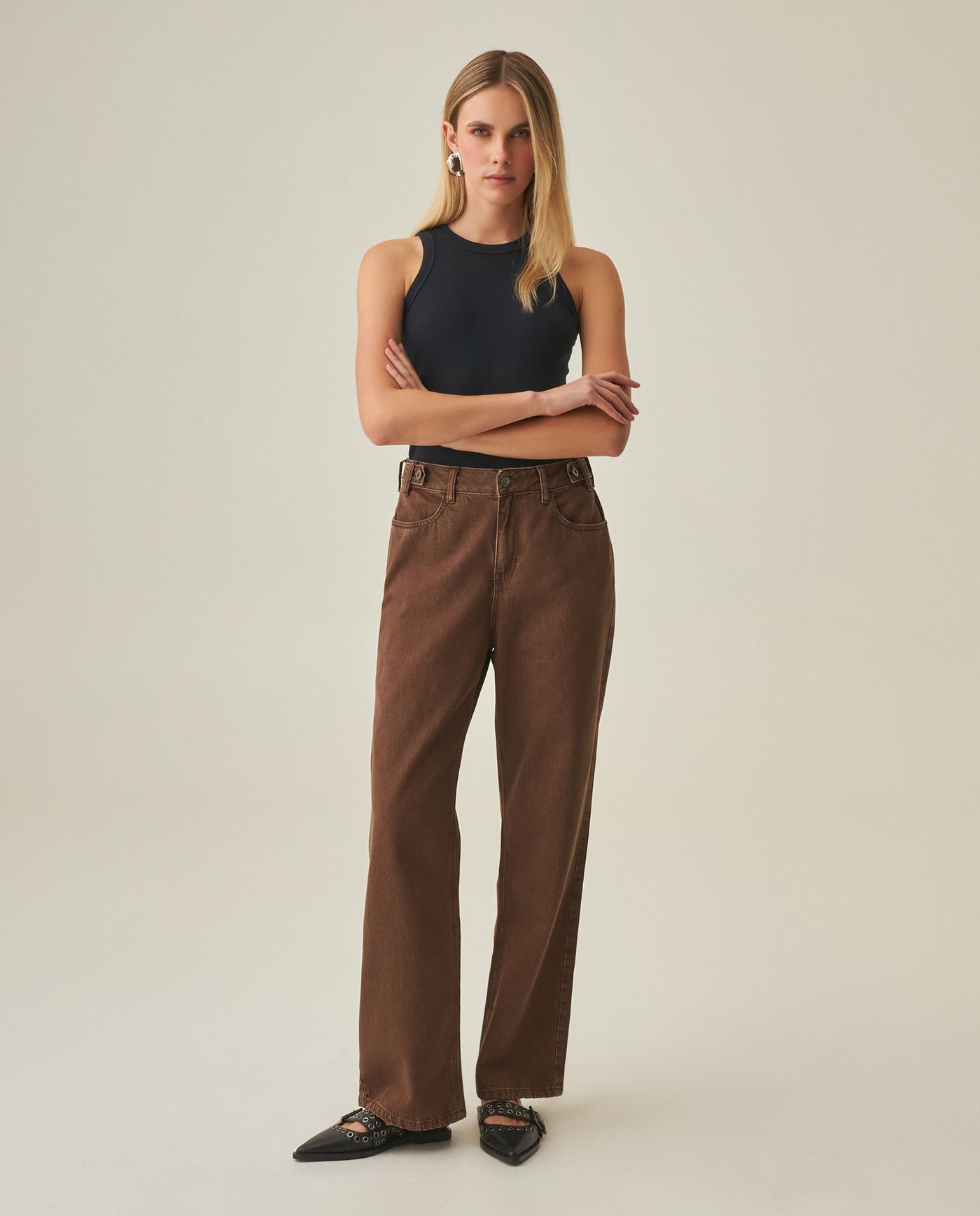 Women´s Straight Pants - Brown 63_732H005_CAF191016_0