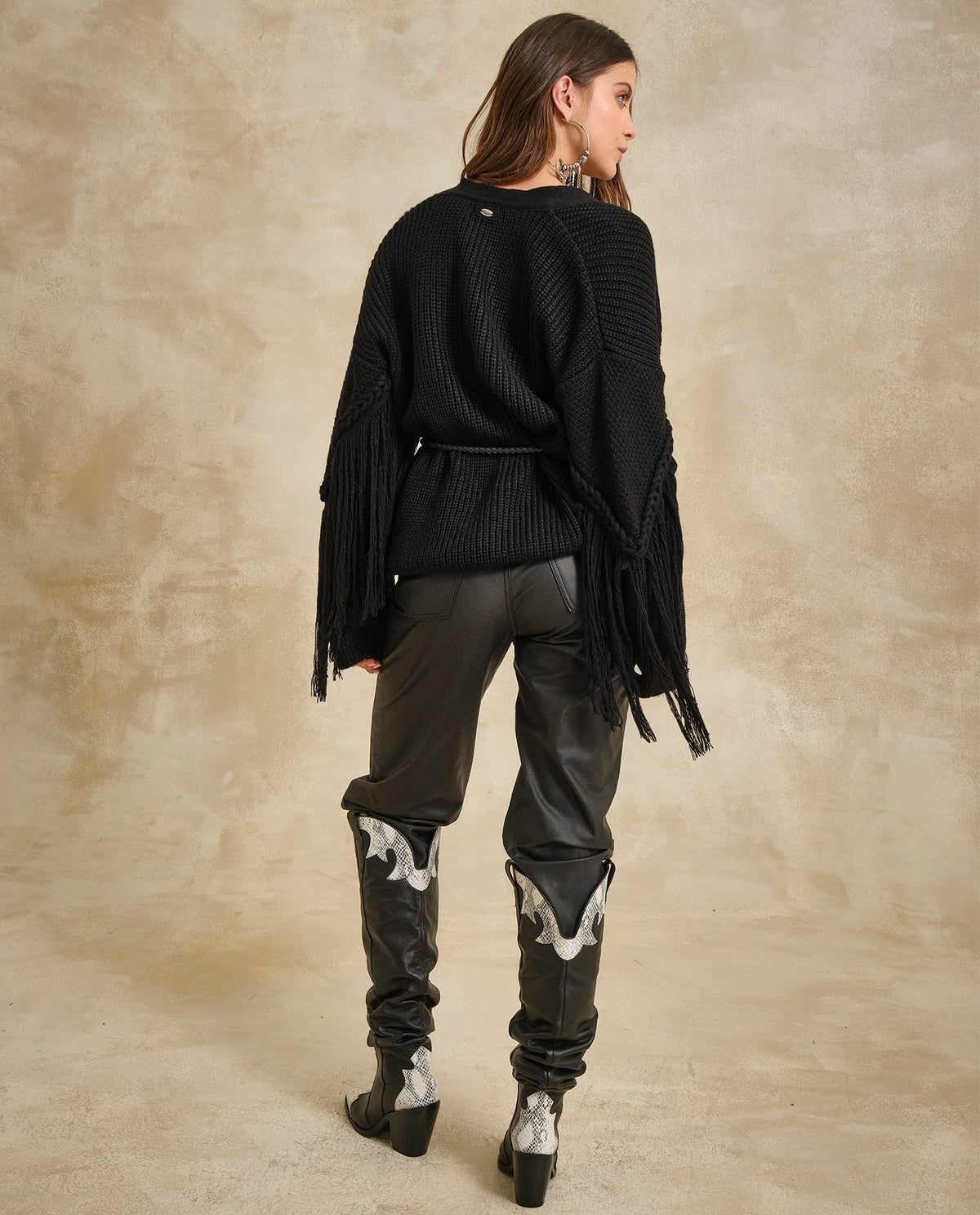 Women´s Leather Panel Pants - Black 63_734G506_NEG194007_3