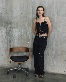 Womens Embroidered Barrel Fit Pants - Special Collection - Black 63_734H501_NEG194007_3