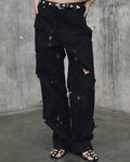 Womens Embroidered Barrel Fit Pants - Special Collection - Black 63_734H501_NEG194007_4