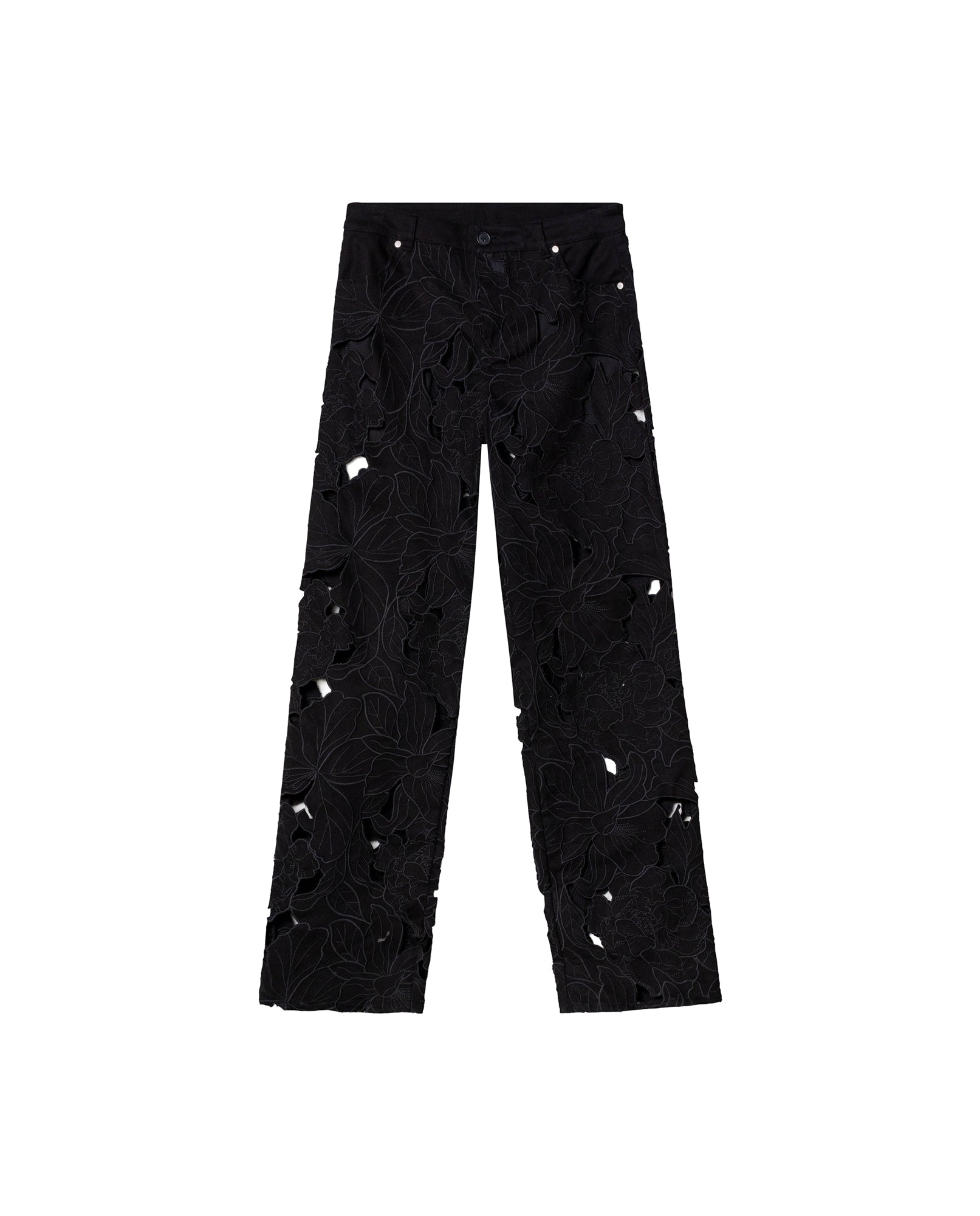 Womens Embroidered Barrel Fit Pants - Special Collection - Black 63_734H501_NEG194007_5
