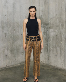 Womens Sheepskin Leather Snake-Print Pants - Special Collection - Brown 63_737H503_CAF161334_0