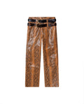 Womens Sheepskin Leather Snake-Print Pants - Special Collection - Brown 63_737H503_CAF161334_4