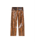 Womens Sheepskin Leather Snake-Print Pants - Special Collection - Brown 63_737H503_CAF161334_7