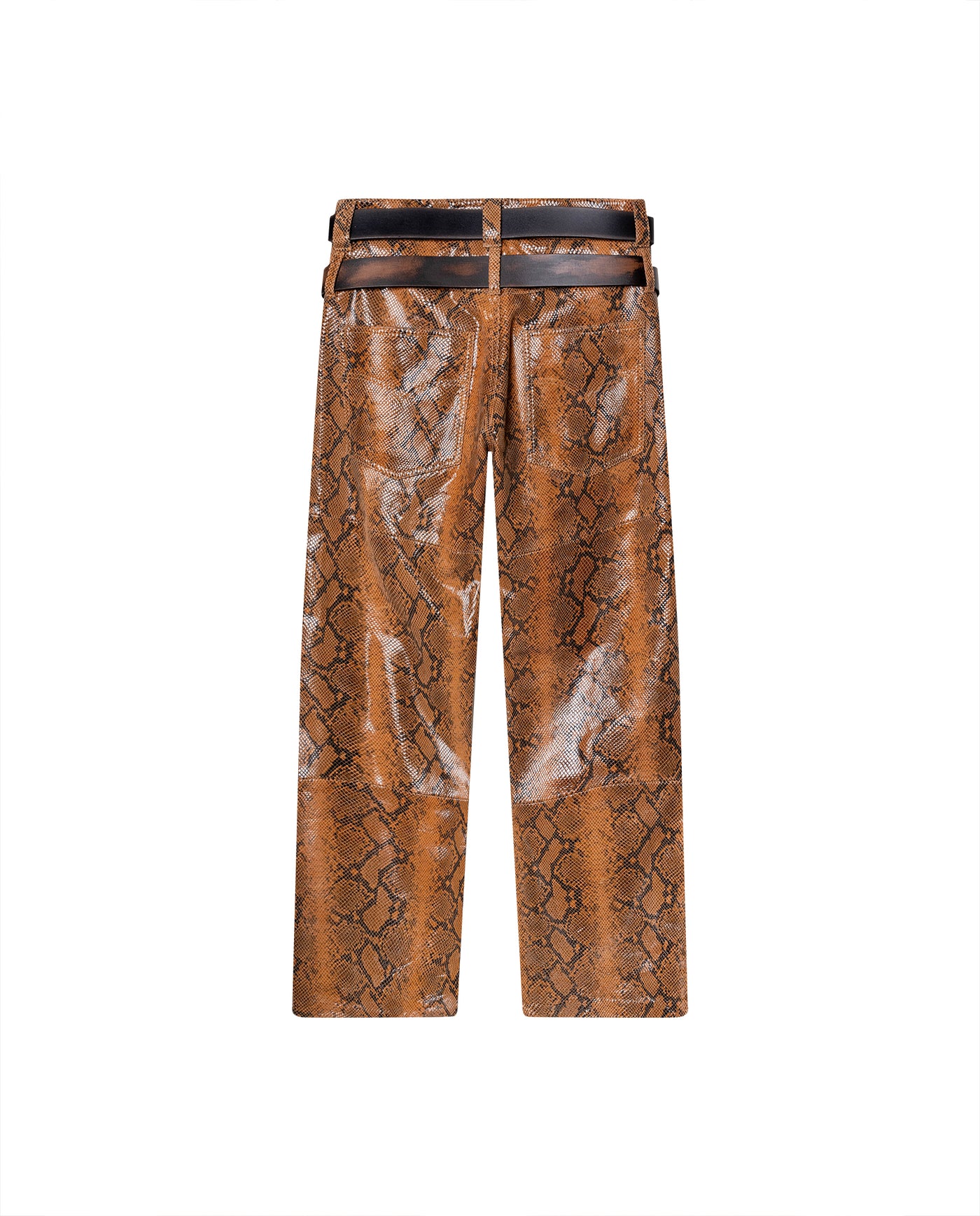 Womens Sheepskin Leather Snake-Print Pants - Special Collection - Brown 63_737H503_CAF161334_7