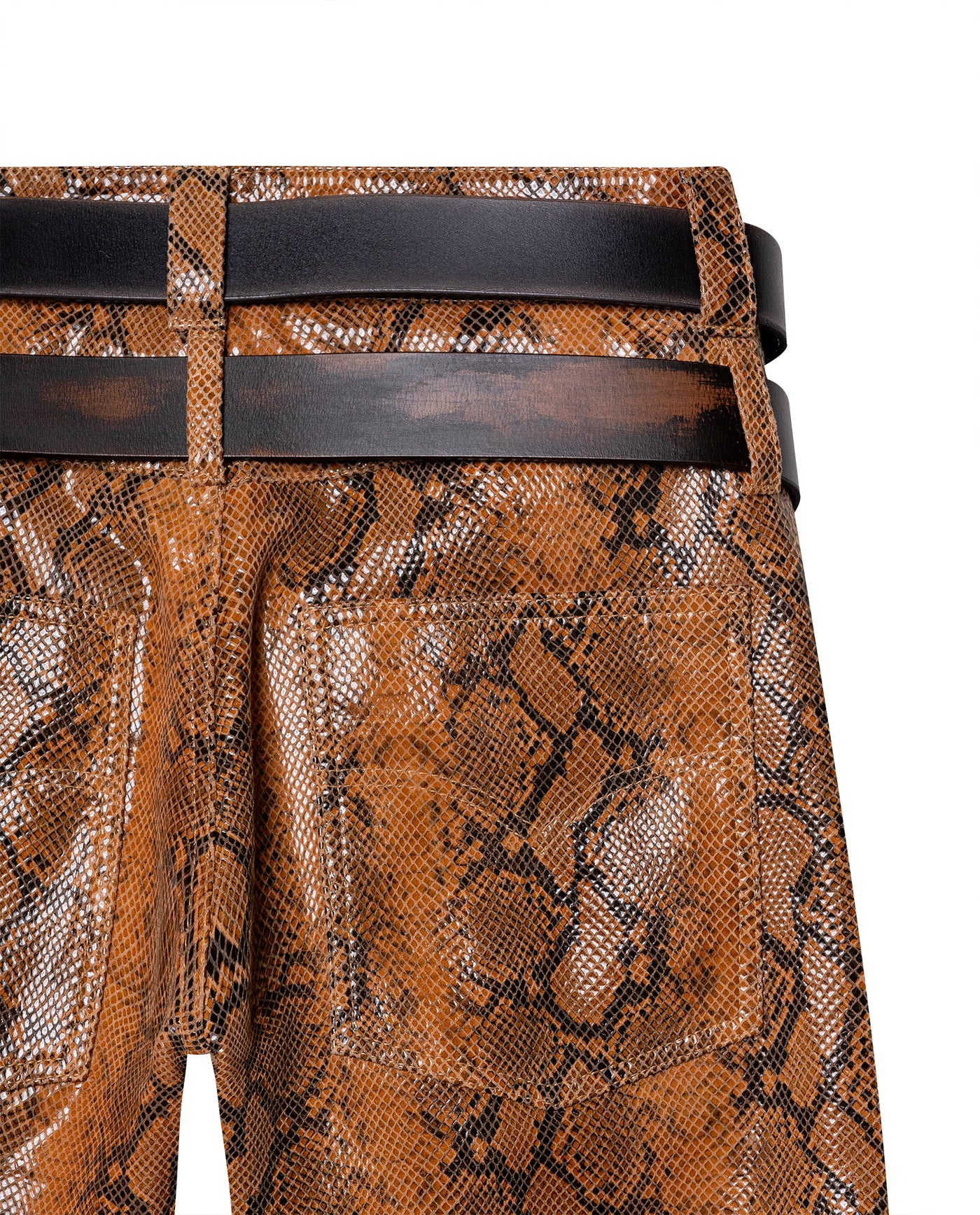 Womens Sheepskin Leather Snake-Print Pants - Special Collection - Brown 63_737H503_CAF161334_8