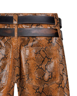 Womens Sheepskin Leather Snake-Print Pants - Special Collection - Brown 63_737H503_CAF161334_8