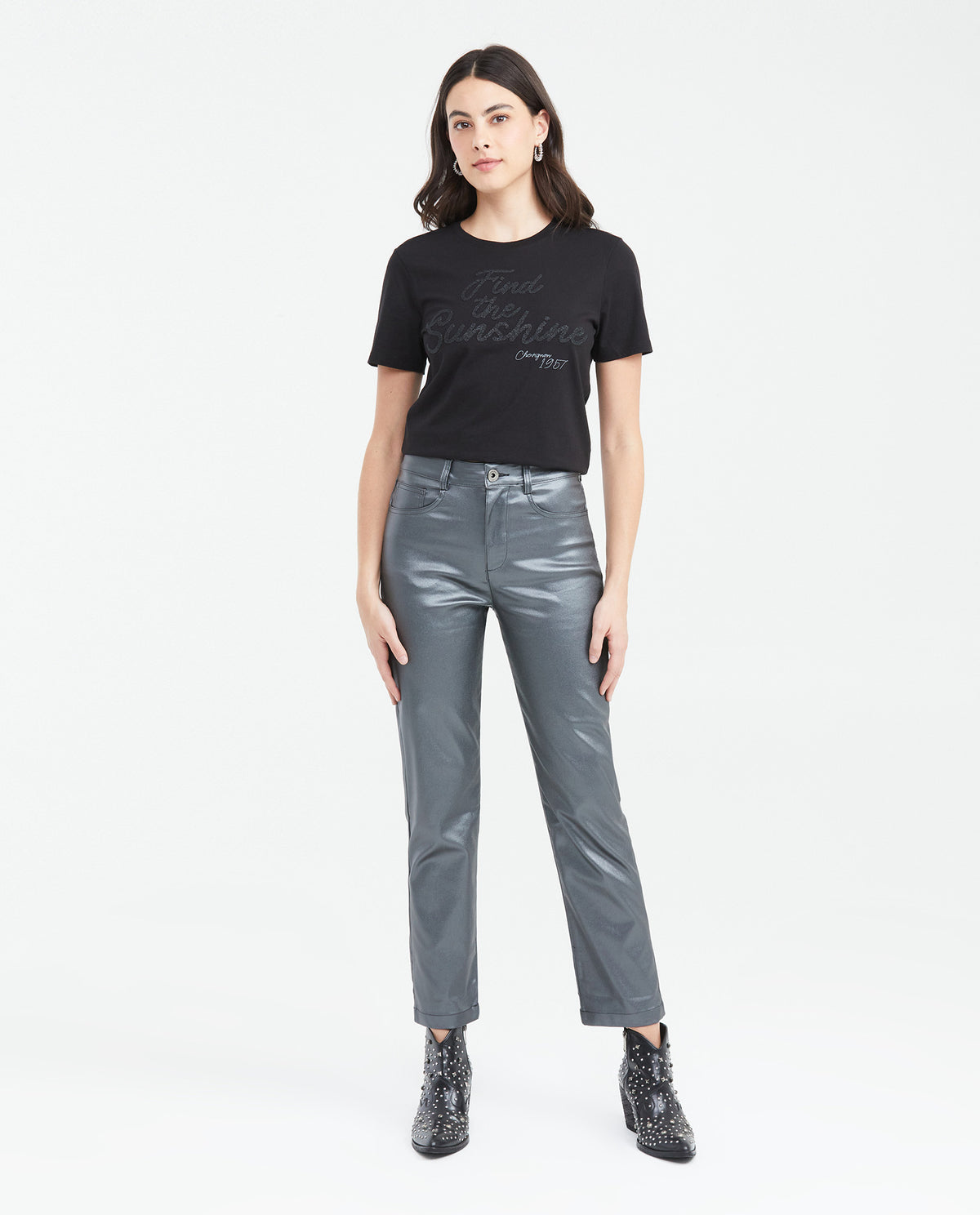 Women´s Metallic Straight Pant - Gray 63_739F005_GRI194205_3