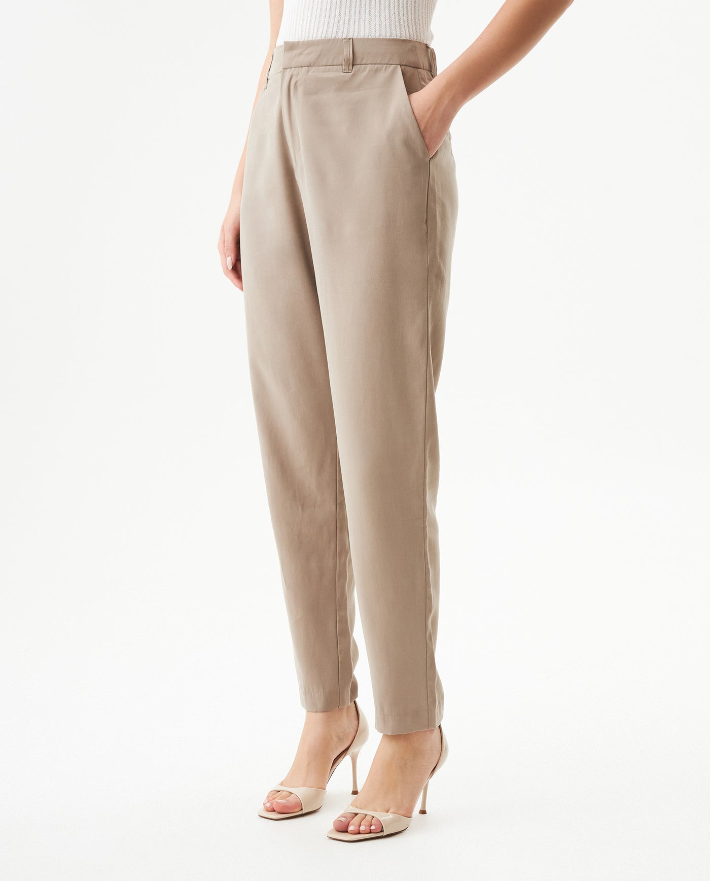 Women's High Rise Straight Fit Pants in Rayon-Polyester Blend, Navigator - 2