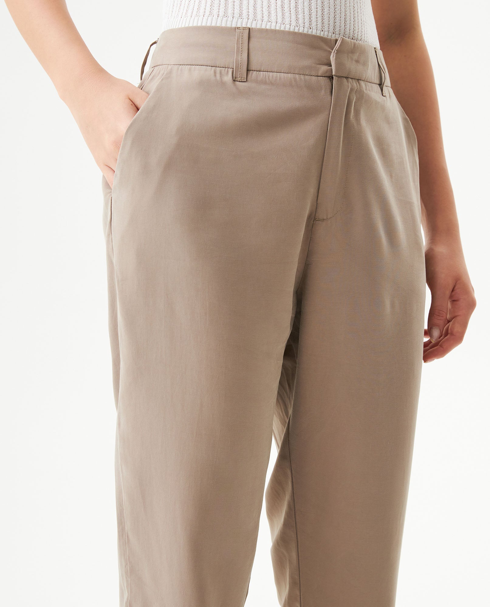 Women's High Rise Straight Fit Pants in Rayon-Polyester Blend, Navigator - 4