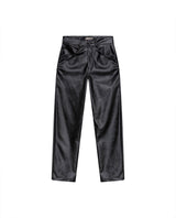 Women's Matte Leather Effect Straight Fit High Rise Pants in Polyurethane-Polyester Blend, Nocturne - 1