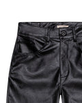 Women's Matte Leather Effect Straight Fit High Rise Pants in Polyurethane-Polyester Blend, Nocturne - 7
