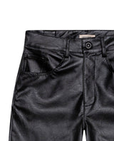 Women's Matte Leather Effect Straight Fit High Rise Pants in Polyurethane-Polyester Blend, Nocturne - 7