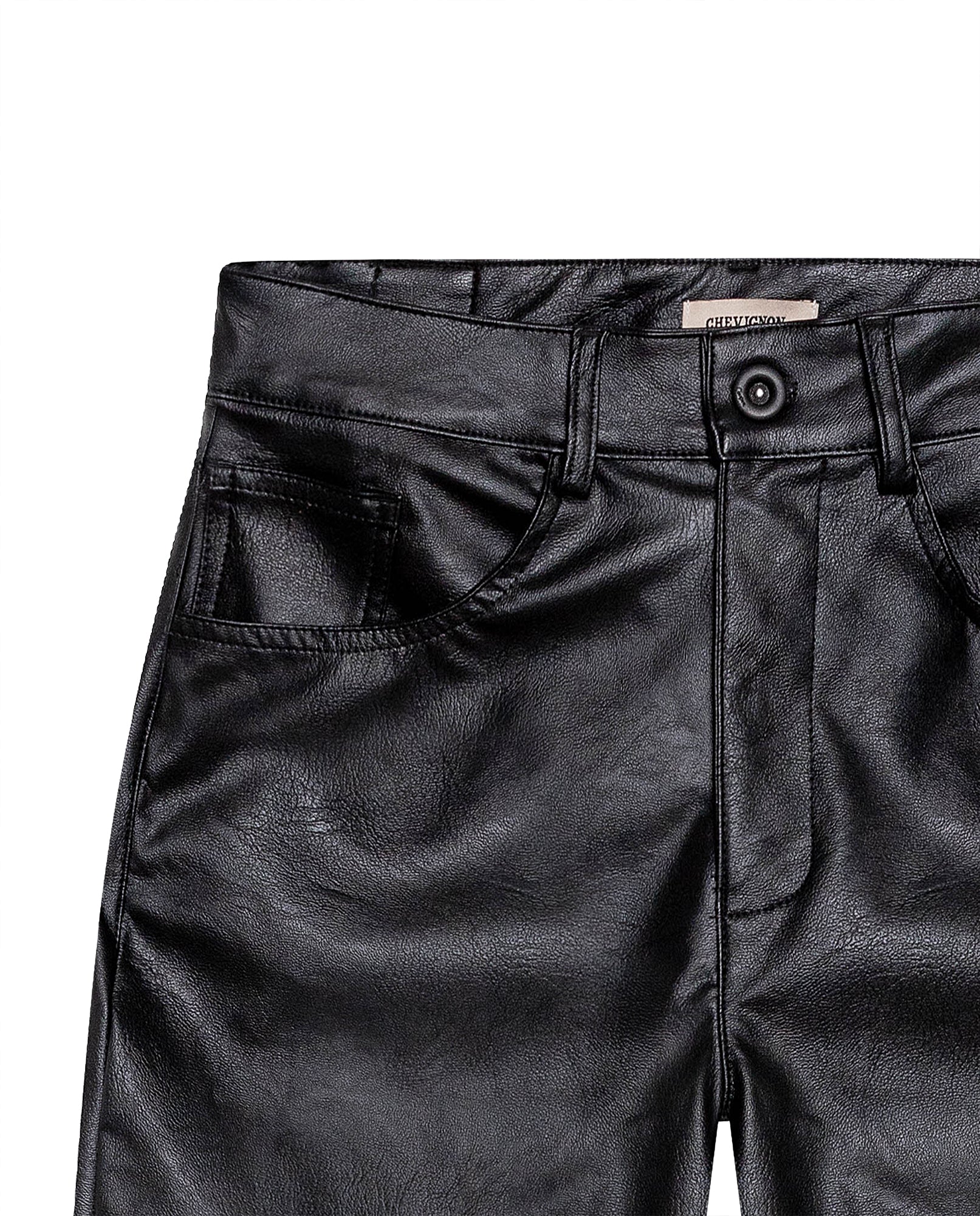 Women's Matte Leather Effect Straight Fit High Rise Pants in Polyurethane-Polyester Blend, Nocturne - 7