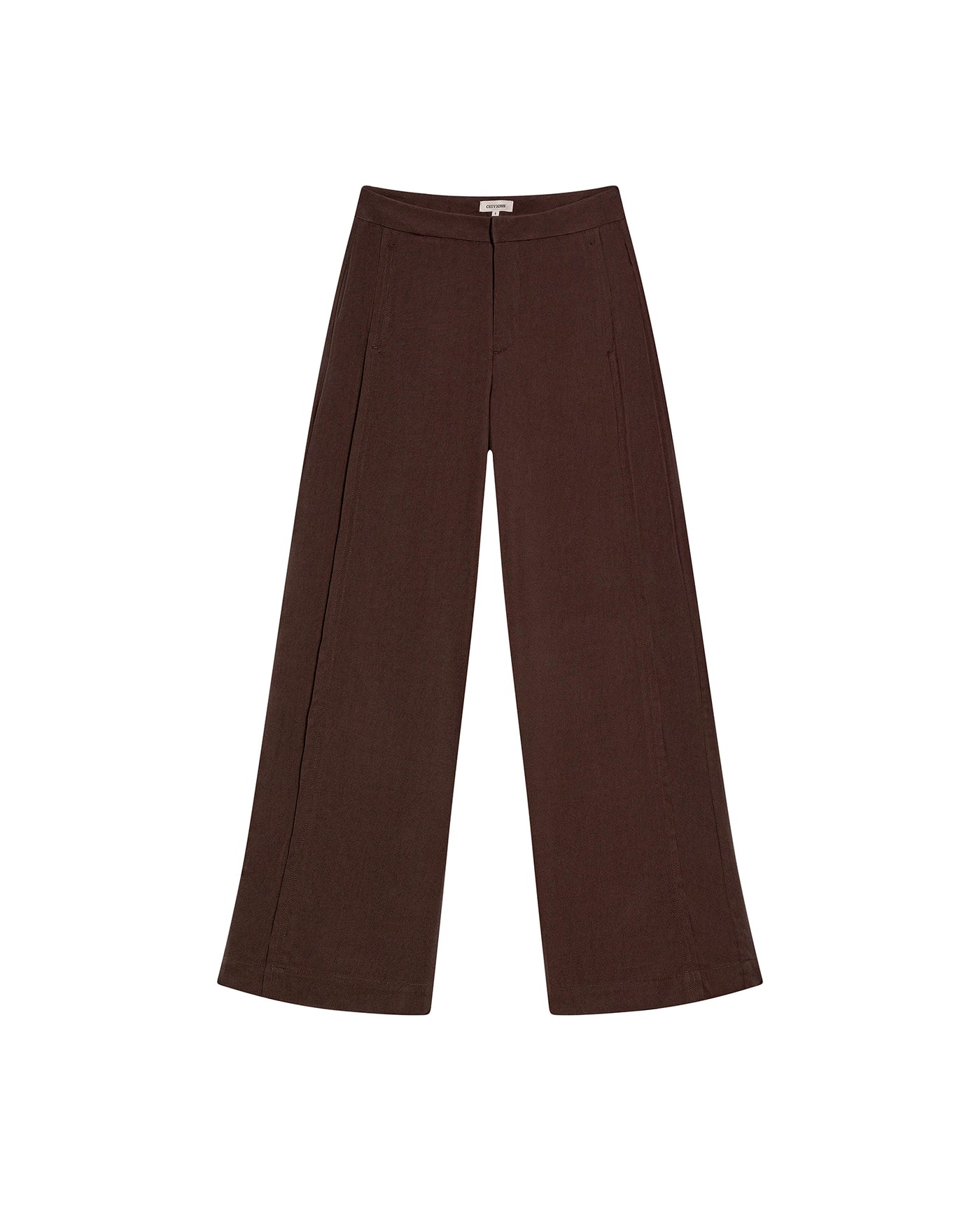 Women's Vertical Cut Wide Leg Pants High Rise in Viscose-Rayon Blend, Evening - 1