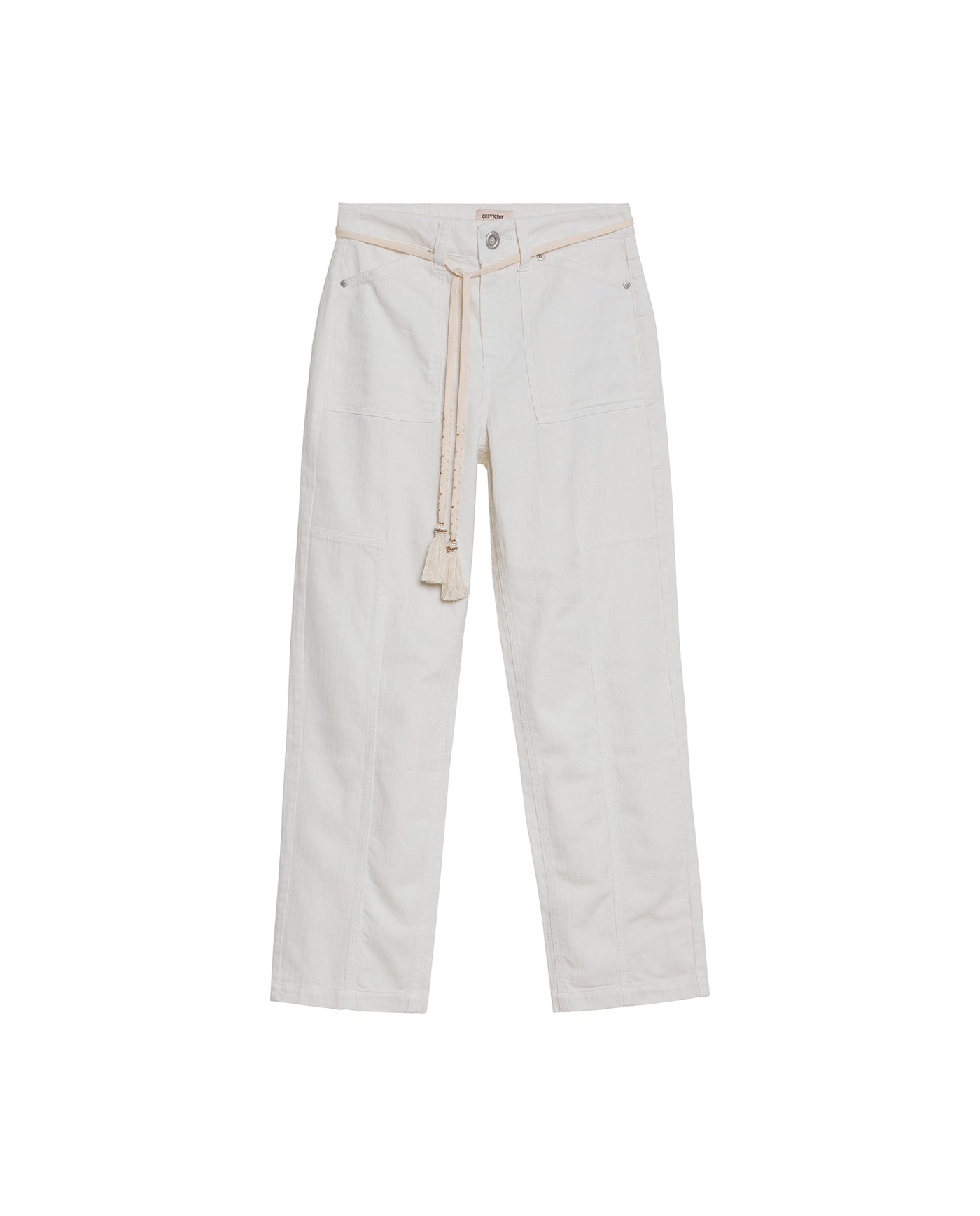 Women's Stone Belt Balloon Mid Rise Pants in Cotton Stretch Blend, Tidemark - 1