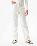 Women's Stone Belt Balloon Mid Rise Pants in Cotton Stretch Blend, Tidemark - 2
