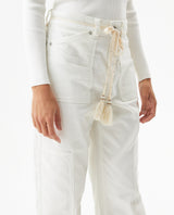 Women's Stone Belt Balloon Mid Rise Pants in Cotton Stretch Blend, Tidemark - 4