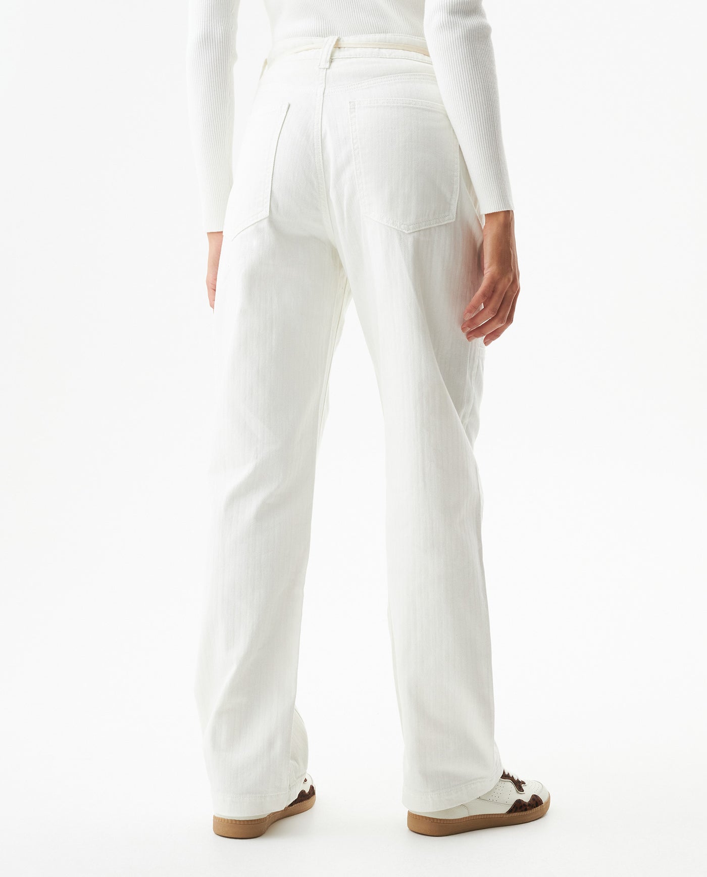 Women's Stone Belt Balloon Mid Rise Pants in Cotton Stretch Blend, Tidemark - 5