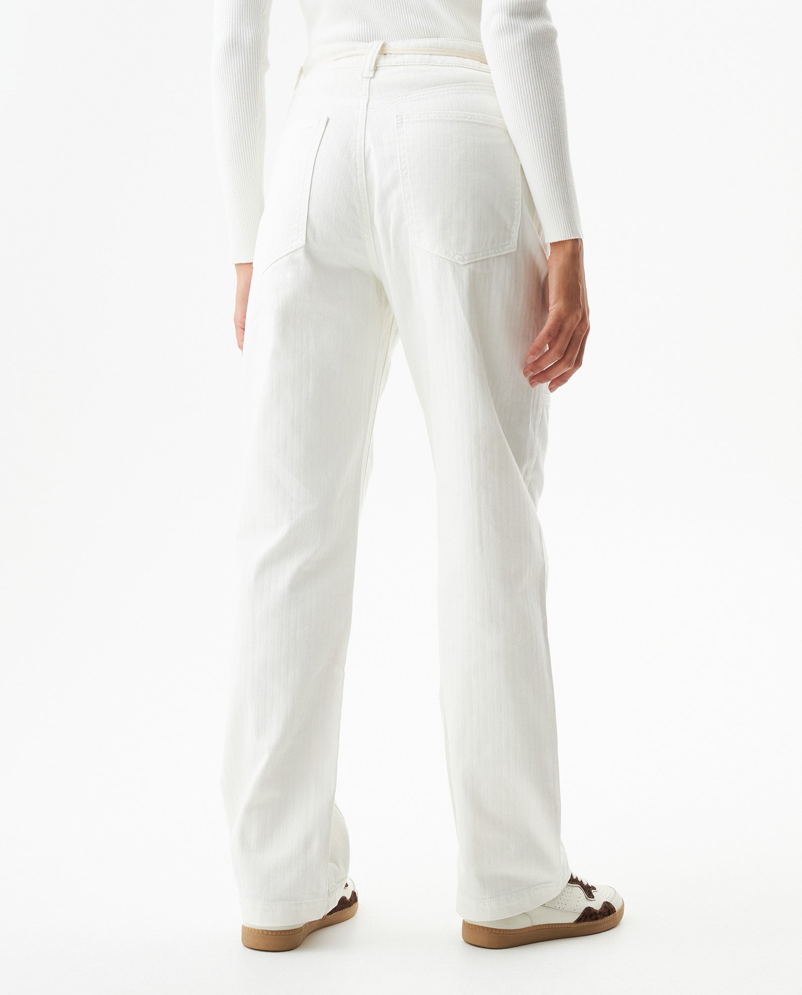 Women's Stone Belt Balloon Mid Rise Pants in Cotton Stretch Blend, Tidemark - 5