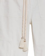 Women's Stone Belt Balloon Mid Rise Pants in Cotton Stretch Blend, Tidemark - 7