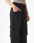 Women's Wide Fit Mid Rise Cargo Pants in Polyester, Bayside - 4