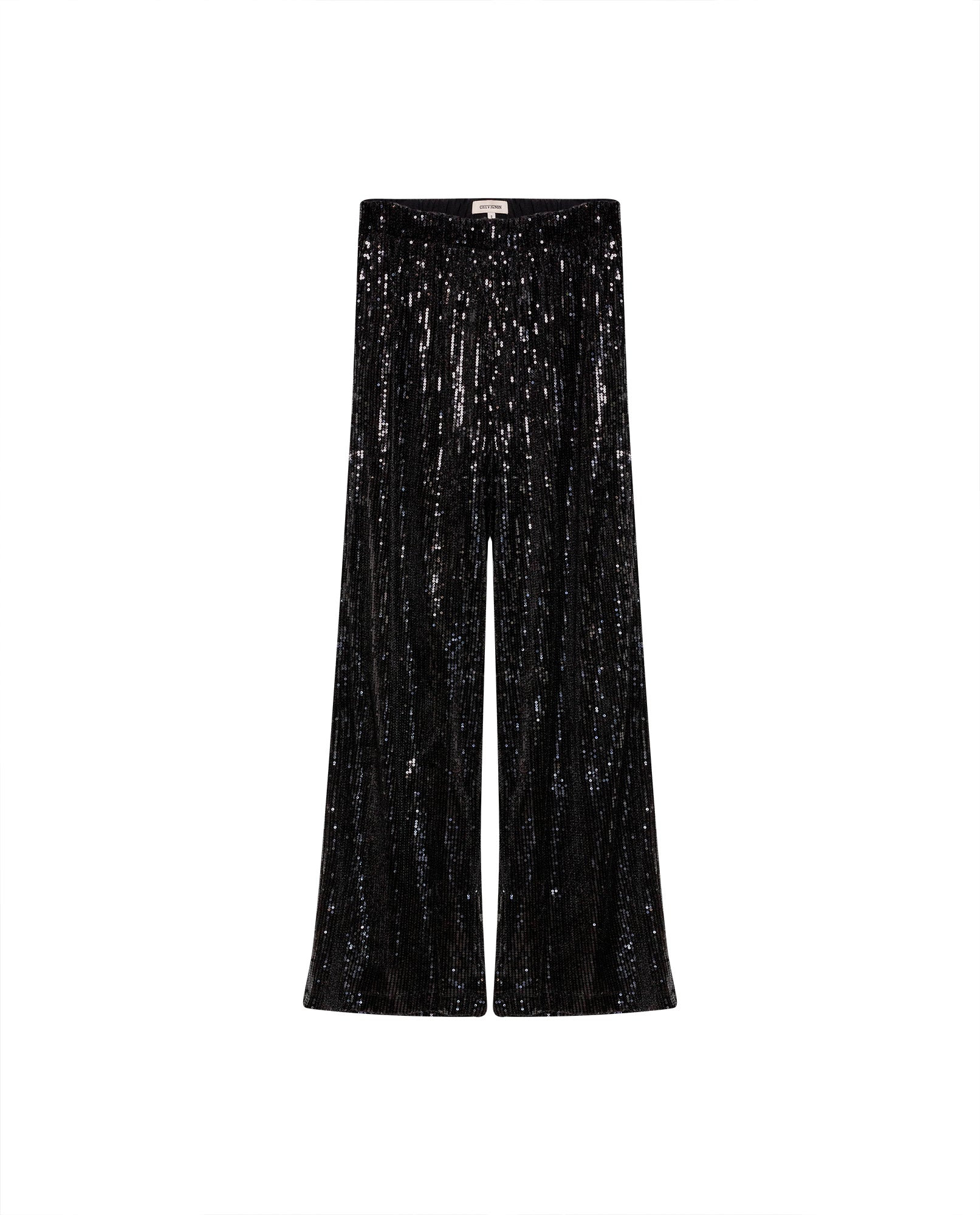 Women's Sequined Flare Mid Rise Pants in Polyester Stretch Blend, Ceremony - 3