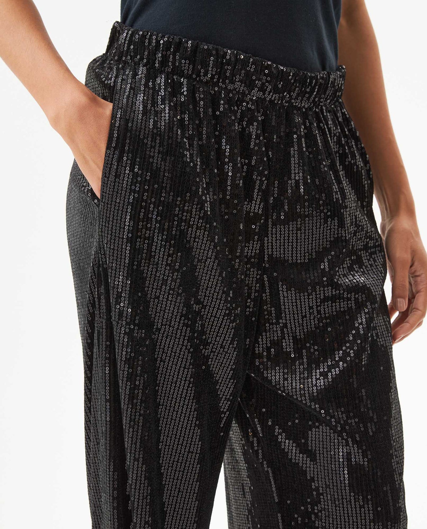Women's Sequined Flare Mid Rise Pants in Polyester Stretch Blend, Ceremony - 4