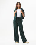 Women's Contrast Trim Wide Leg High Rise Pants in Rayon-Nylon Blend, Plaza - 2