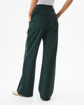 Women's Contrast Trim Wide Leg High Rise Pants in Rayon-Nylon Blend, Plaza - 5