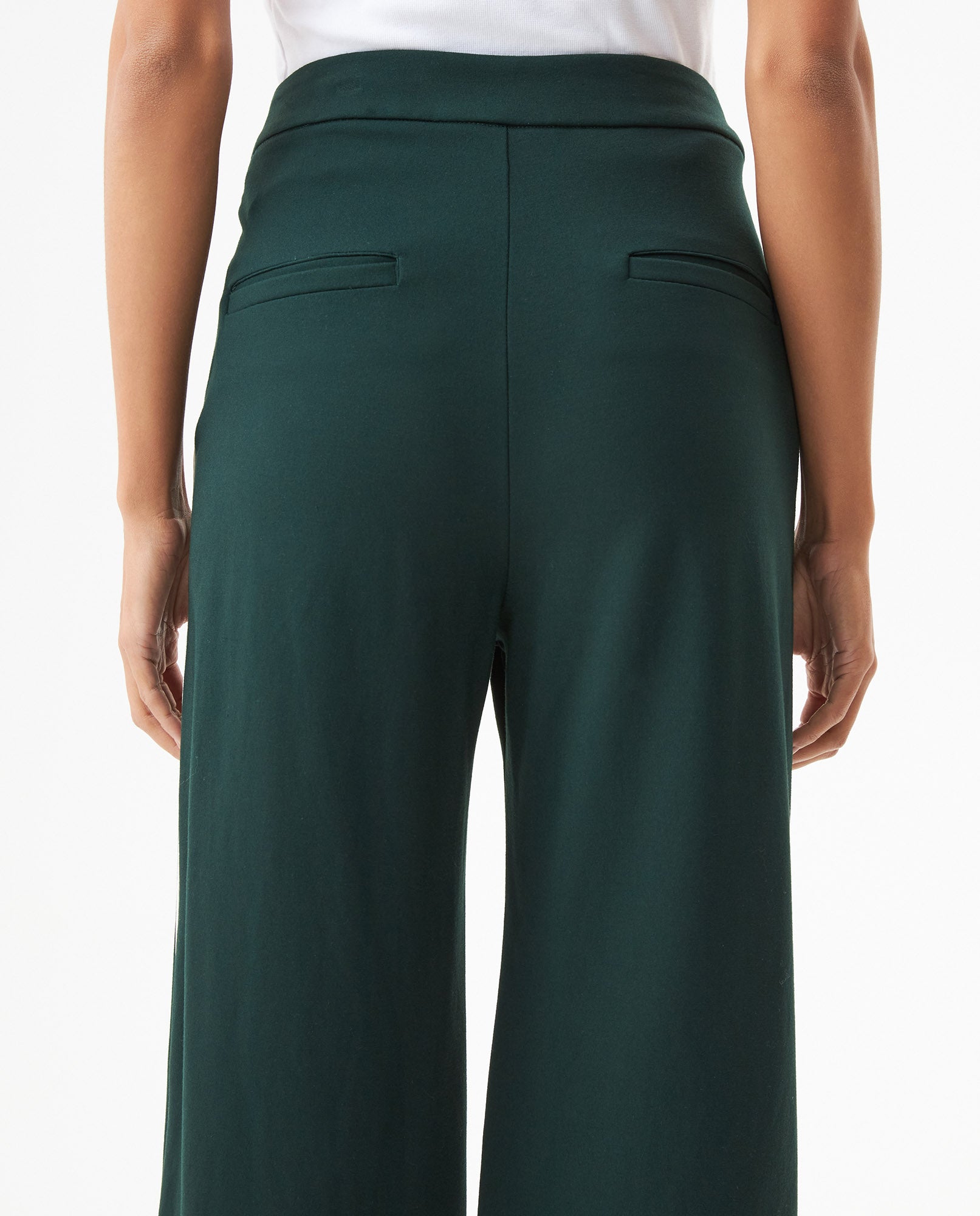Women's Contrast Trim Wide Leg High Rise Pants in Rayon-Nylon Blend, Plaza - 6