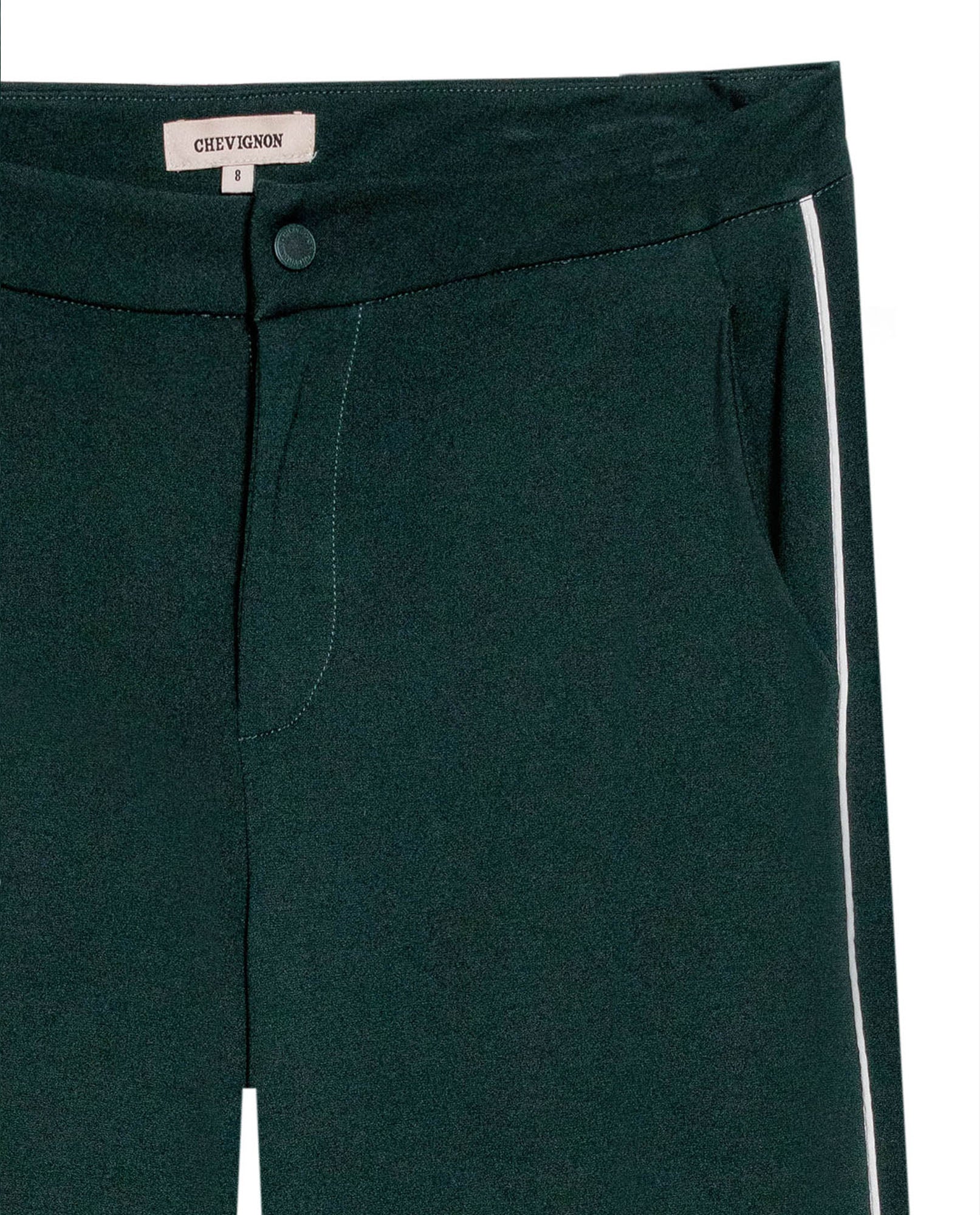 Women's Contrast Trim Wide Leg High Rise Pants in Rayon-Nylon Blend, Plaza - 7