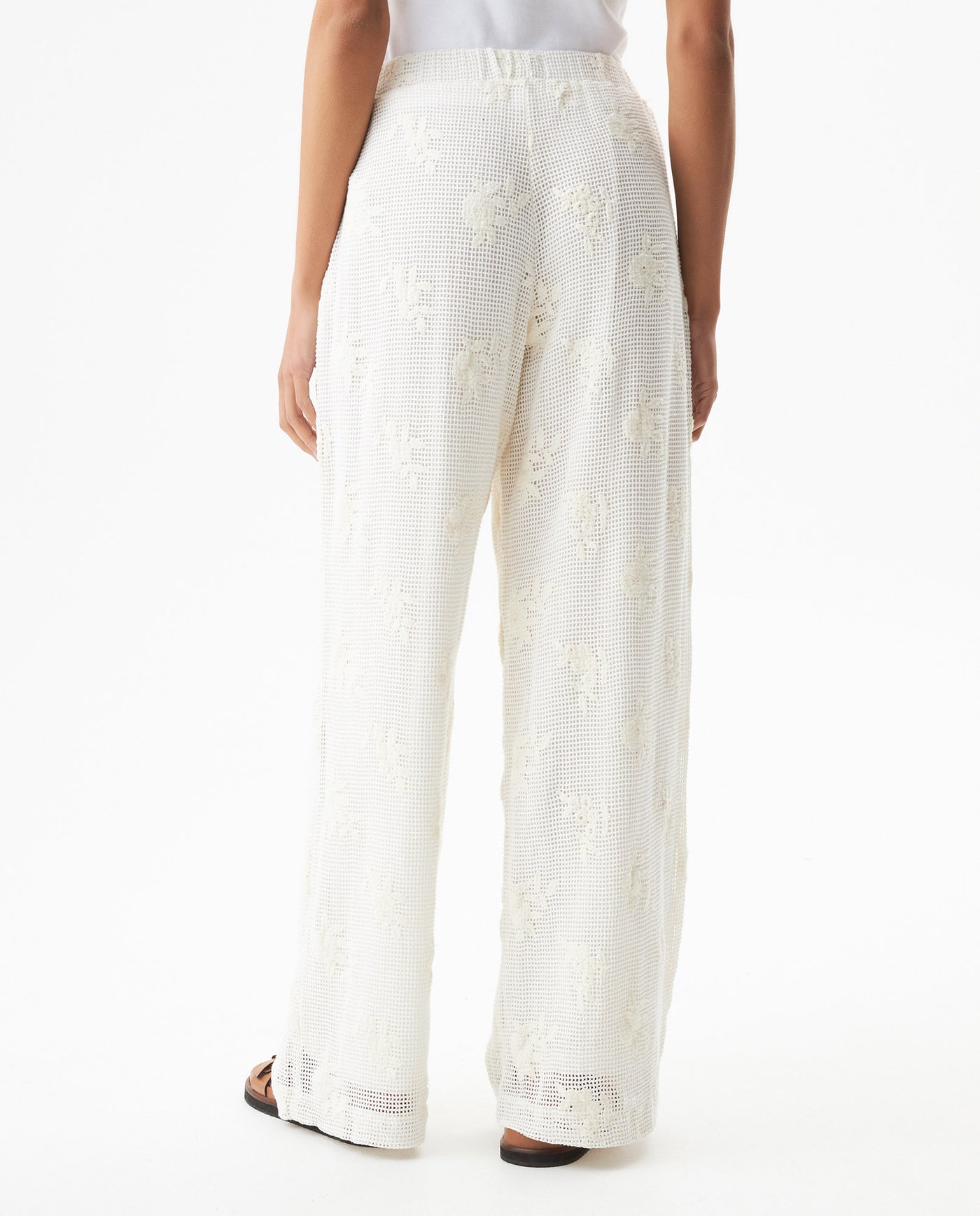 Women's Crochet Mid Rise Straight Fit Pants in Cotton, Moorings - 5