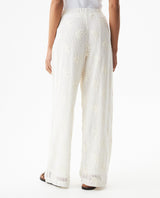 Women's Crochet Mid Rise Straight Fit Pants in Cotton, Moorings - 5