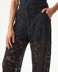 Women's Embroidered Effect High Rise Straight Fit Pants in Cotton-Polyamide Blend, Ballroom - 4