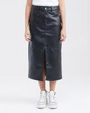 FAUX LEATHER MIDI SKIRT