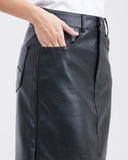 FAUX LEATHER MIDI SKIRT