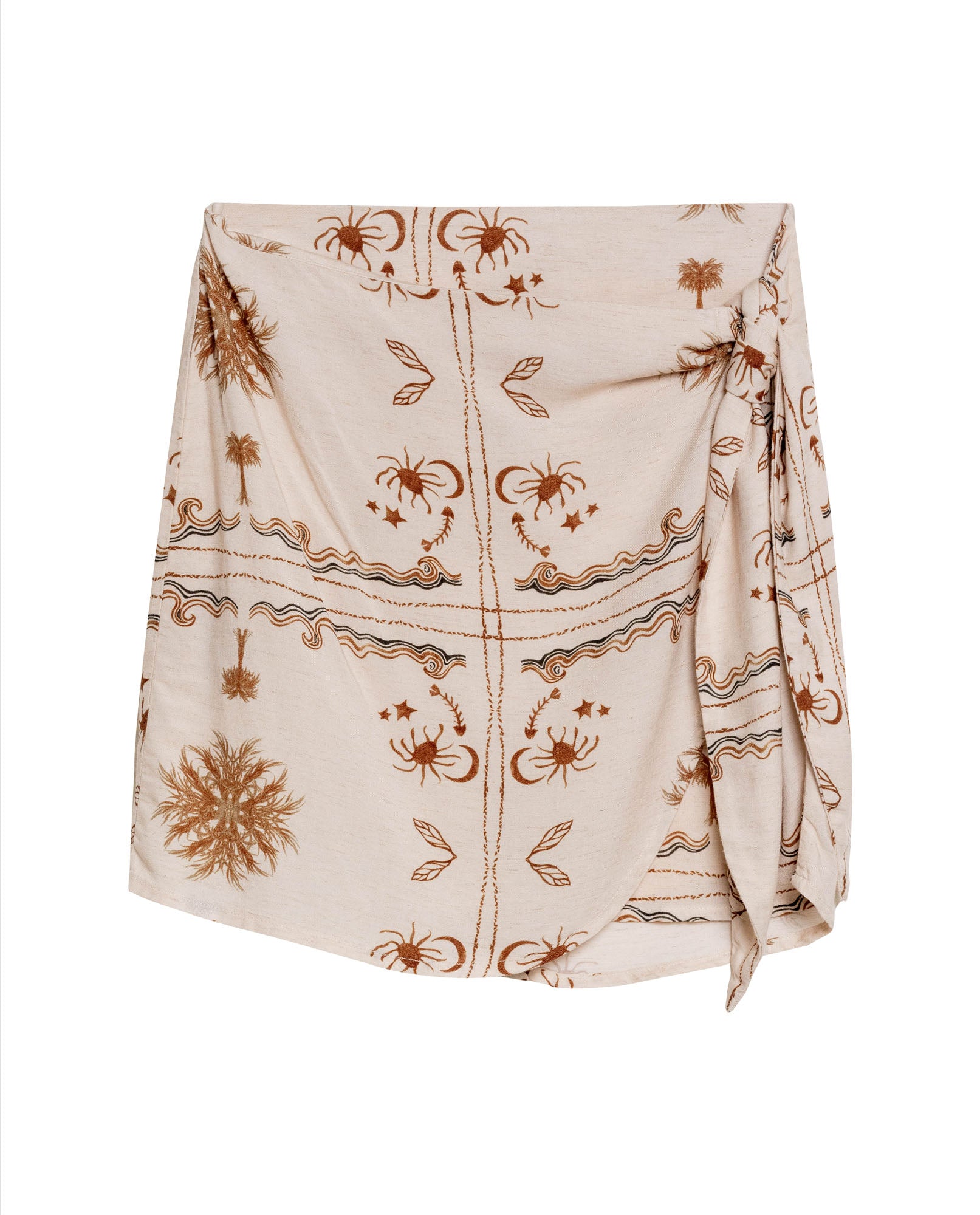 Womens Skirt Short Wrap Silhouette Viscose–Linen Print - Raw 63_741H000_CRU131011_3