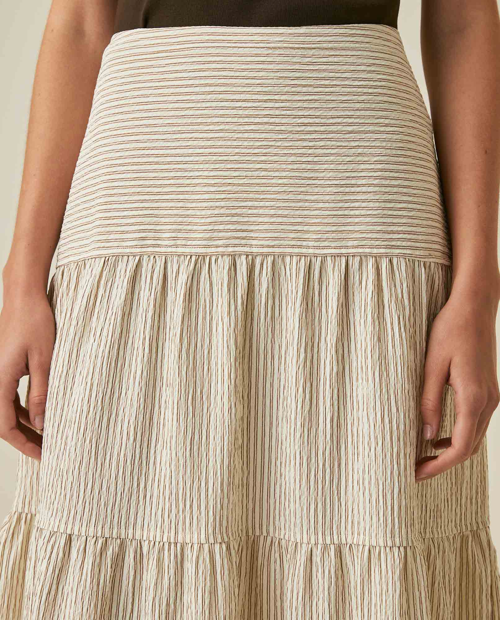 Womens Striped Tiered Maxi Skirt - Yellow 63_741H700_AMA120815_5