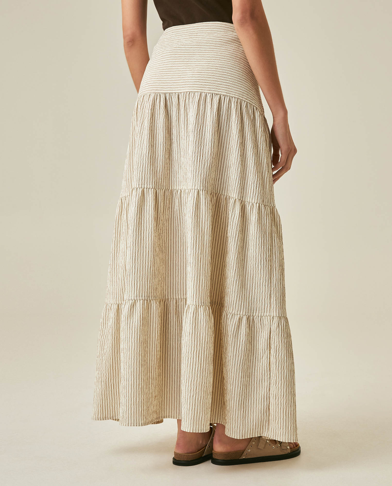 Womens Striped Tiered Maxi Skirt - Yellow 63_741H700_AMA120815_6