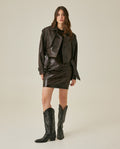 Womens High Rise Leather Mini Skirt - Brown 63_747H200_CAF181033_4