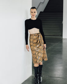 Womens Snake-Print Leather Skirt - Special Collection - Brown 63_747H500_CAF181314_0
