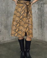 Womens Snake-Print Leather Skirt - Special Collection - Brown 63_747H500_CAF181314_3