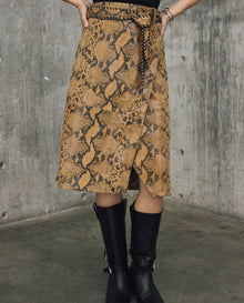 Womens Snake-Print Leather Skirt - Special Collection - Brown 63_747H500_CAF181314_3
