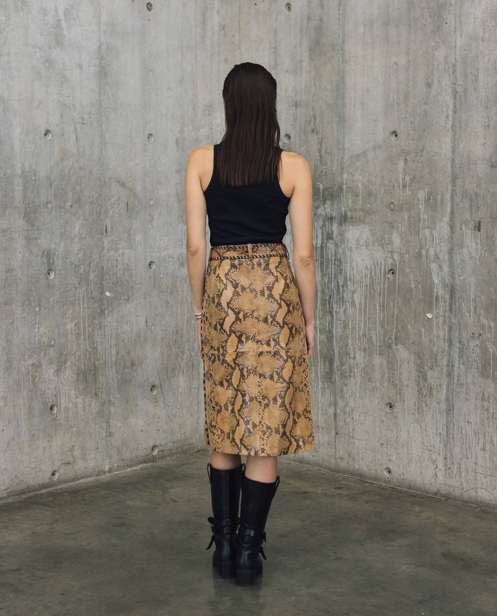 Womens Snake-Print Leather Skirt - Special Collection - Brown 63_747H500_CAF181314_6