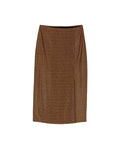 Women's Side Slit Shiny Midi Skirt in Nylon-Modal Stretch Blend, Sparkle - 1