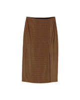 Women's Side Slit Shiny Midi Skirt in Nylon-Modal Stretch Blend, Sparkle - 1