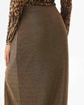 Women's Side Slit Shiny Midi Skirt in Nylon-Modal Stretch Blend, Sparkle - 6